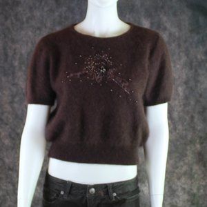 Brown Cashmere Beaded Sweater